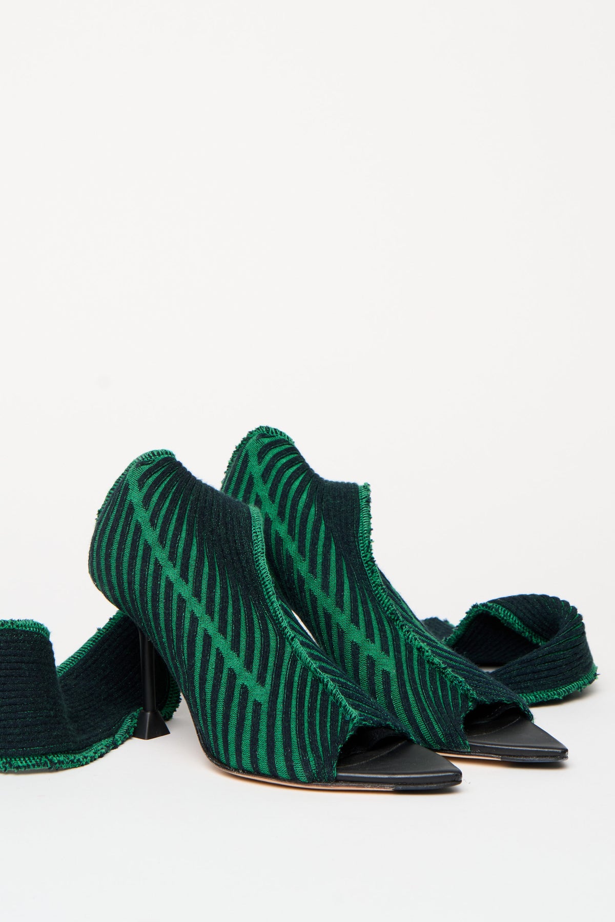 MIISTA STRIPED KNIT SOCK HEEL