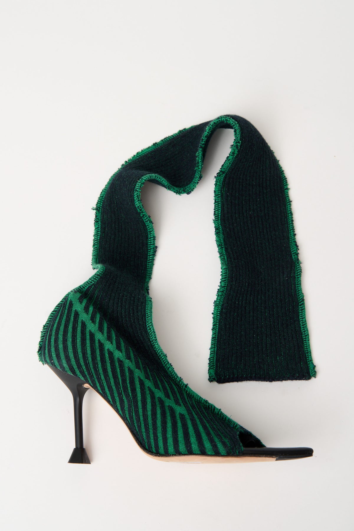 MIISTA STRIPED KNIT SOCK HEEL