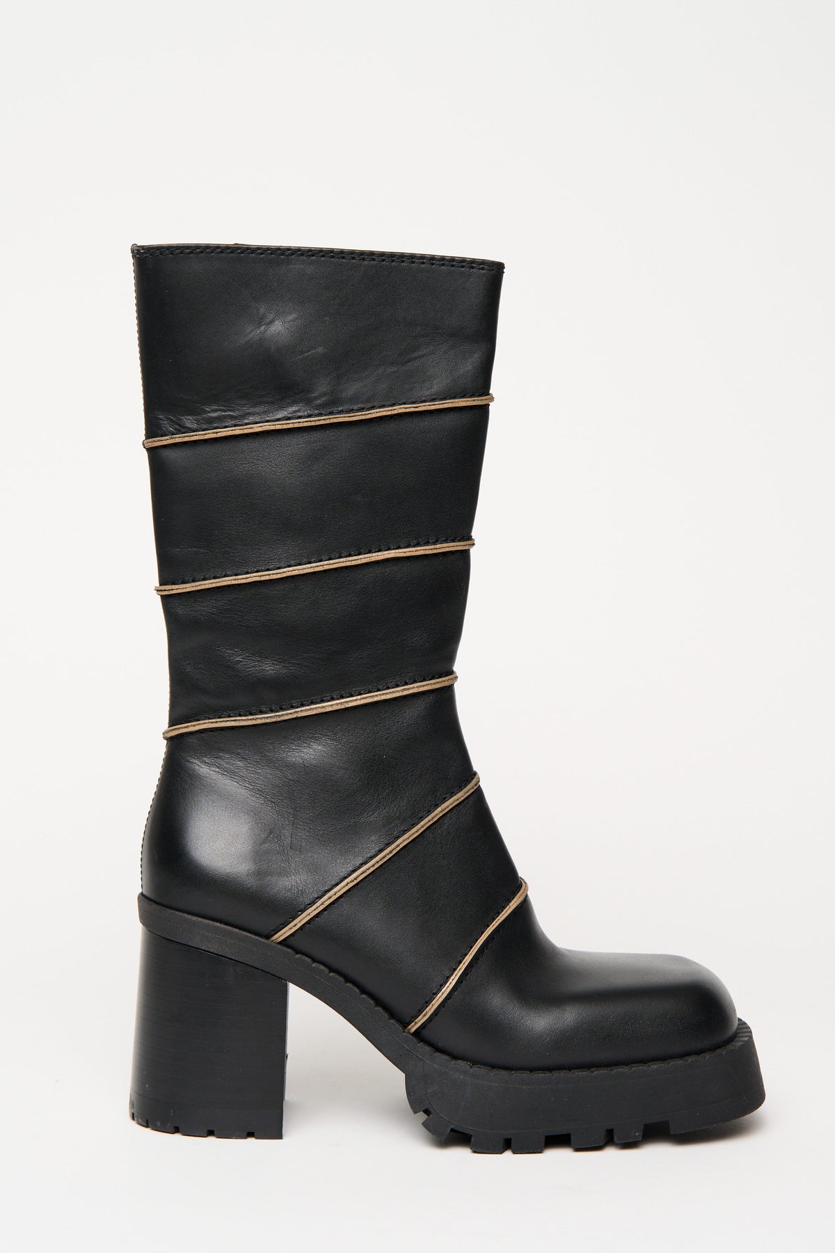 MIISTA Contrast Seam Platform Boot