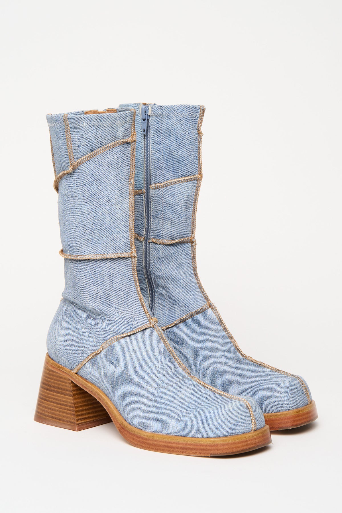 MIISTA Denim Contrast Seam Boot